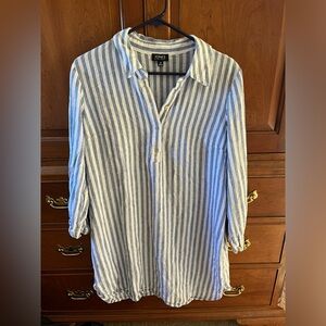 Striped jones New York 1/4 button down casual summer dress size 12